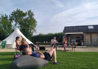 Relaxing outdoors at the campsite